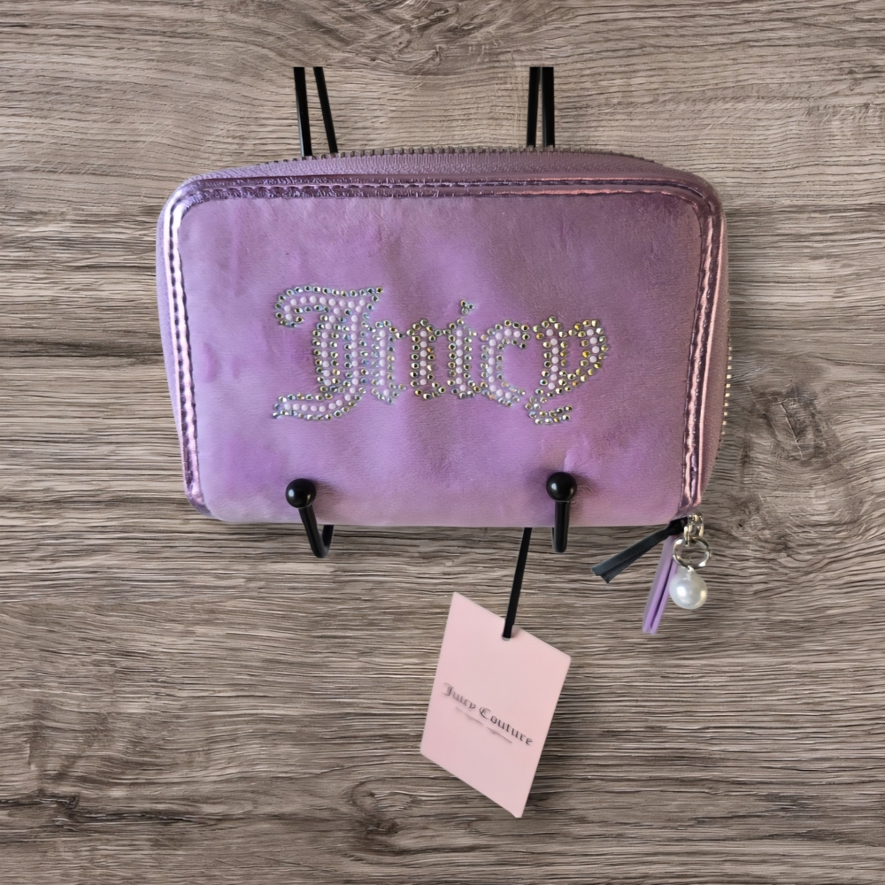 NWT Juicy Couture "String Of Pearls" Wallet In Violet Tulle